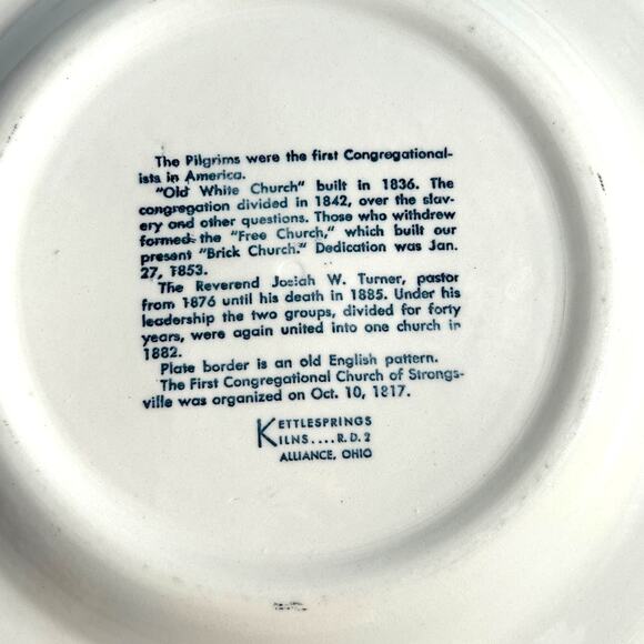 Vintage 1953 Strongsville Ohio Church Centennial Plate Kettlesprings Kilns - Picture 7 of 8